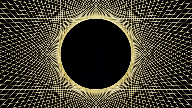 Gold Geometric Lines Rotating Tunnel - Close Up Seamless Loop