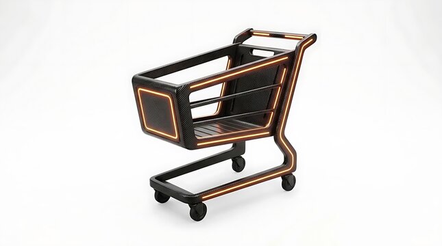 Modern black and orange grocery shopping cart.