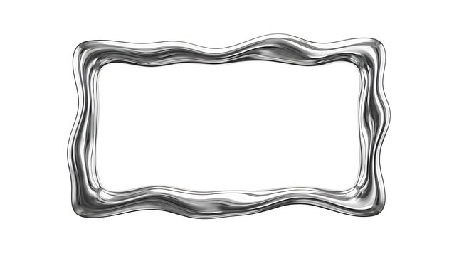 Wavy liquid chrome frame border 3D render
