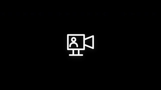 Premium video call line icon animation with smooth reveal and seamless loop. Ideal for remote communication, virtual meetings, collaboration, and business projects.