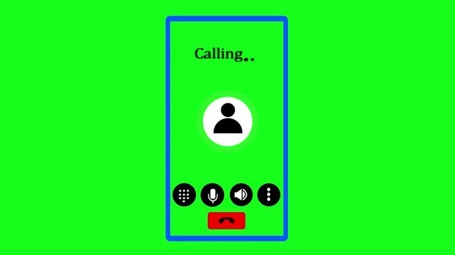 Incoming phone call interface animation with animated user and call buttons on  green background, call phone icon you calling the message animated 4k video.