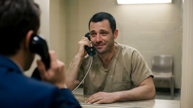 a prisoner being visited in prison by relatives