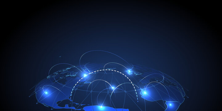 Global network connection. World map dot and line composition of global business concept.