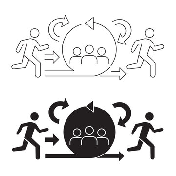 Agile team workflow and sprint process line and glyph icon set vector.Editable stroke, Vector illustration, Line art Icon, Symbols.