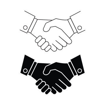 Handshake line and glyph icon set for business agreement and partnership vector.Editable stroke, Vector illustration, Line art Icon, Symbols.