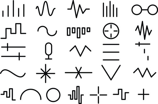 Modern Sound Wave Lines Pack &ndash; Minimal Audio Pulse, Music Frequency, Equalizer Waves & Vibration Elements Isolated Vector Set