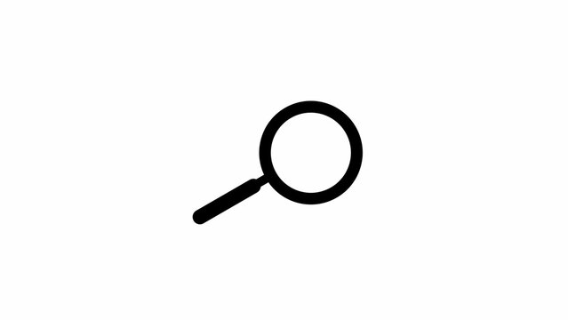 Simple black magnifying glass isolated on a plain white background, minimalist symbol for search and discovery