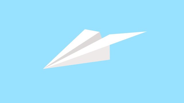 paper airplane animation flying on a transparent background, the paper airplane moves repeatedly as if flying, angle taken from the side, flat design style illustration
