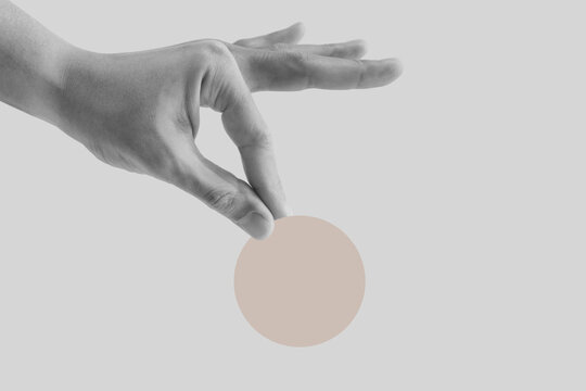 Hand picking circle, on white background