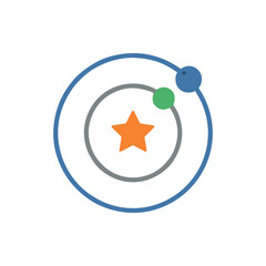 Orbital star icon depicts a central celestial body surrounded by planetary rings. © kevin