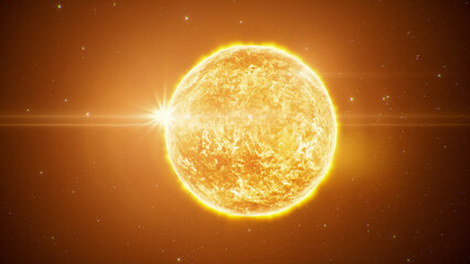 Cinematic Revealing Glowing Full Crack Sun Star with Burning Plasma Surface for Solar Power Concept. © SohubProduction
