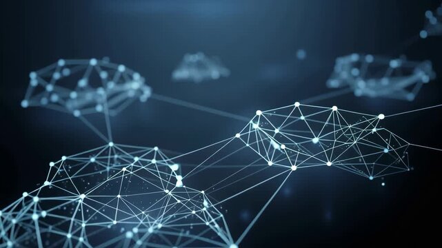 Dynamic glowing network of interconnected nodes pulsating with vibrant energy and light