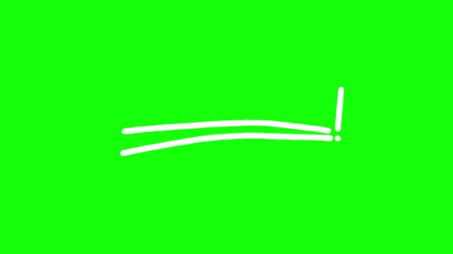 4K Animated double white hand-drawn underline and exclamation mark on alpha channel, motion sketch doodle marker animation.