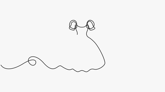 Minimalist Continuous Line Drawing of an Elegant Princess Dress and Fashion Gown Concept for Wedding Themes