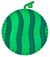 Cute Felt Watermelon Clipart Sticker Isolated on Transparent Background