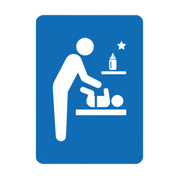 Person changing baby diaper on changing table icon isolated on transparent background, Vector, illustration
