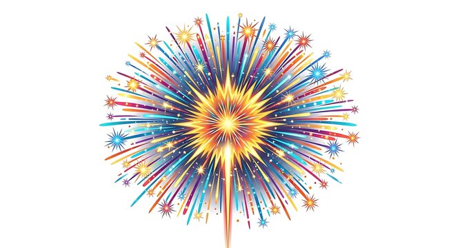 Firecracker isolated on transparent background, festive explosion sparkler graphic element