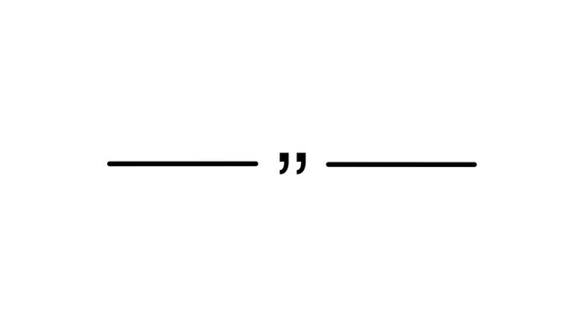 Minimalist black line, quotation mark animation on white screen,for editorial and, typography projects quote punctuation on transparent background 4k video