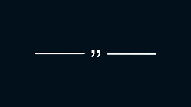 Minimalist white line, quotation mark animation on blue screen,for editorial and, typography projects quote punctuation on transparent background 4k video