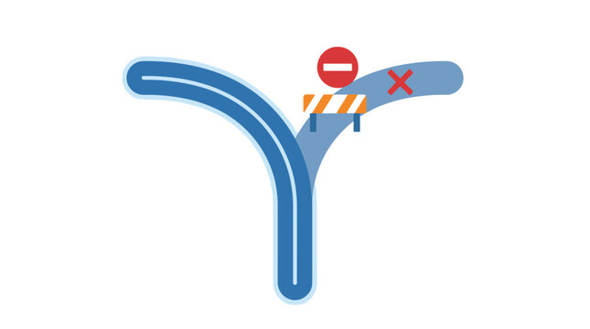Roadblock and Detour Sign Indicating a Closed Path. EPS Editable