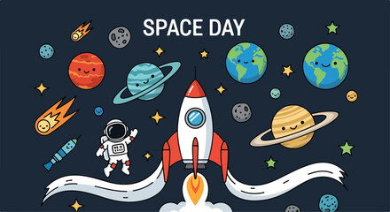 Astronaut in Space with Rocket Ship. © Ariati