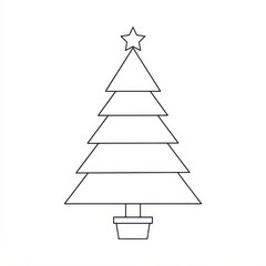 Fototapeta premium Stylized Christmas tree outline with star