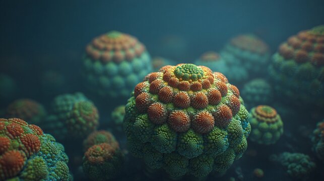 Bioluminescent geometric flora blooming with intricate fractal patterns in a deep, dark environment