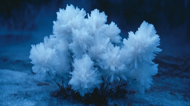 Close-up intricate ice crystal formations in winter light