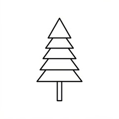 Fototapeta premium Simple line drawing of a fir tree