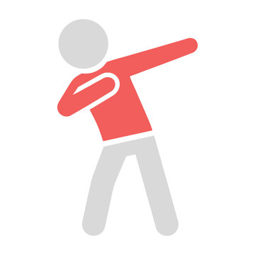 Minimalist Human Figure Performing the Dab Dance Move Isolated on White Background