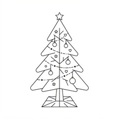 Fototapeta premium Christmas tree outline with ornaments