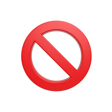 Red 3D prohibited symbol isolated on white background with prohibited forbidden isolated restriction illustration