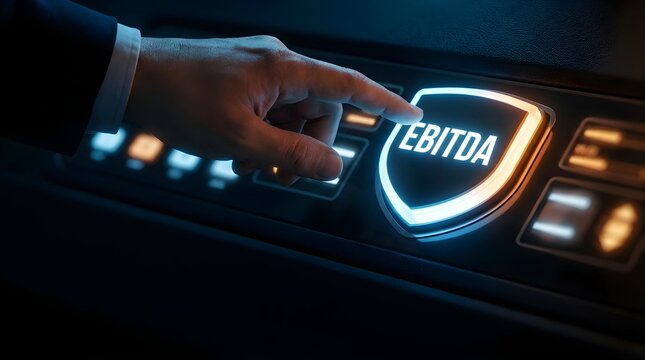 Business professional pressing glowing ebitda button concept for financial growth