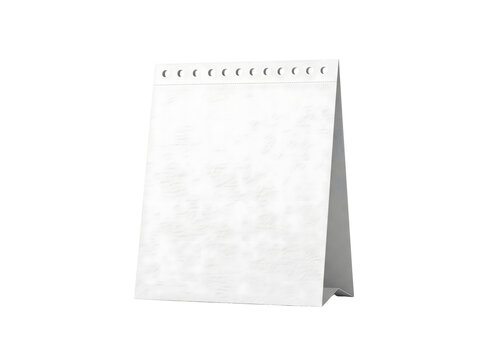 Blank white calendar desktop flip pad standing on base