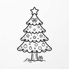 Fototapeta premium Cute Christmas tree with star and gifts