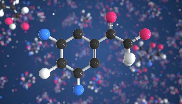 Benzene molecular structure with atoms bonds scientific visualization