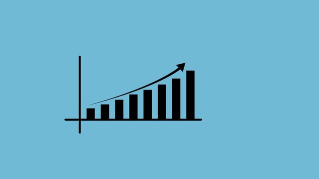 Increasing business graph chart icon animation. Business development graph chart showing marketing sales. Success, Business growth graph concept.