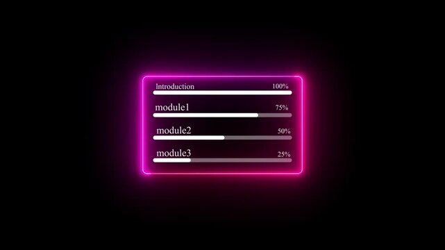 Digital Learning Progress Tracker Showing Online Course Modules and Completion Percentages. holography Digital Learning Progress Tracker Showing Online Course Modules and Completion Percentages. 