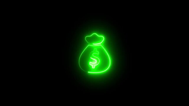 money exchange concept,Glowing neon line of dollar sign icon and up arrow isolated on transparent background. growth business, economy, finance and success concept. 4k motion video.