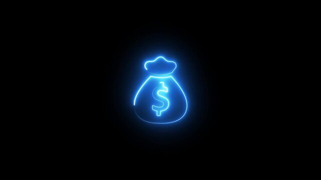 money exchange concept,Glowing neon line of dollar sign icon and up arrow isolated on transparent background. growth business, economy, finance and success concept. 4k motion video.