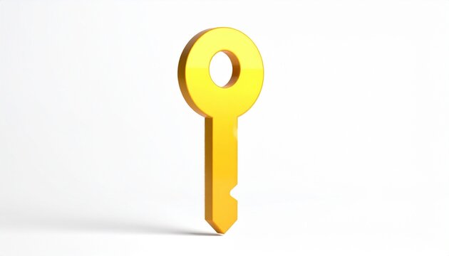 Premium Glossy Key Icon Isolated on Pure White Background