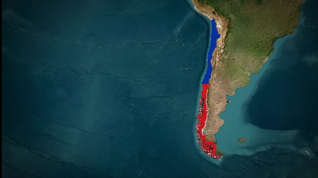 Chile Highlighted on South America Map, Chile Country Geography Animation, Western South America Location Map