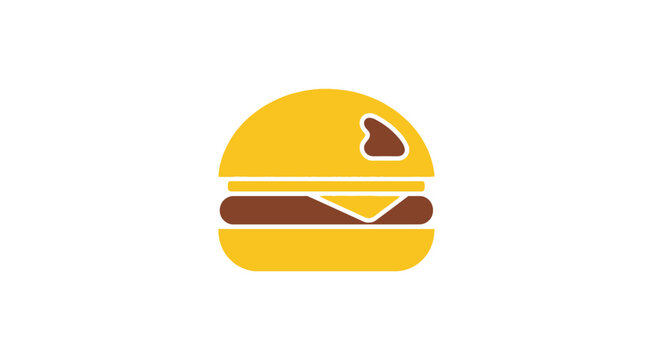 Yellow Fast Food Burger Icon.