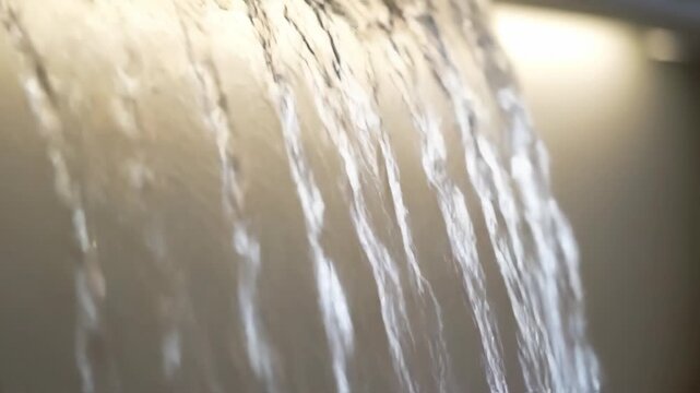 Close-up of water flow, close-up of indoor water flow wall