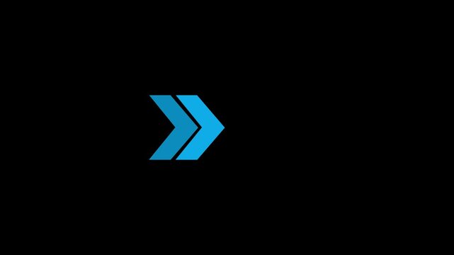 Right-directional arrow loop animation. Animated arrows for the overlay video layer. arrow icon concept animation on black background..