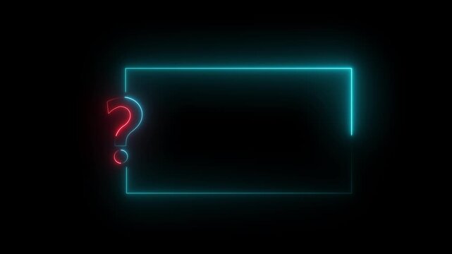 Quiz Neon Line Animation with option selection on black background .Quiz template challenge with option selection, Quiz game or intellectual challenge 4k motion graphic animation.