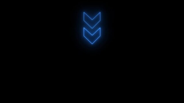 Neon glowing concept neon arrow icon, arrows indicates the direction of the overlay video layer. and looping neon line arrow icon animation 4k.
