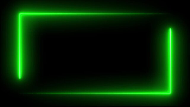 Abstract neon rectangle frame animation screen looping. Neon background. 4K Retro neon green template soft color background. Live concert wall neon gradient web motion animate 4k video.