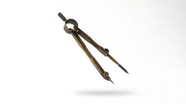 Metal drafting compass for precision technical drawing.