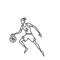 Obraz premium Basketball player dribbling a ball, line art